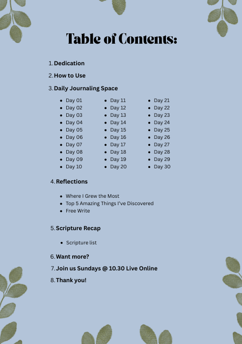 A 30 Day Christian Gratitude Journal for iPad & GoodNotes (Blue)