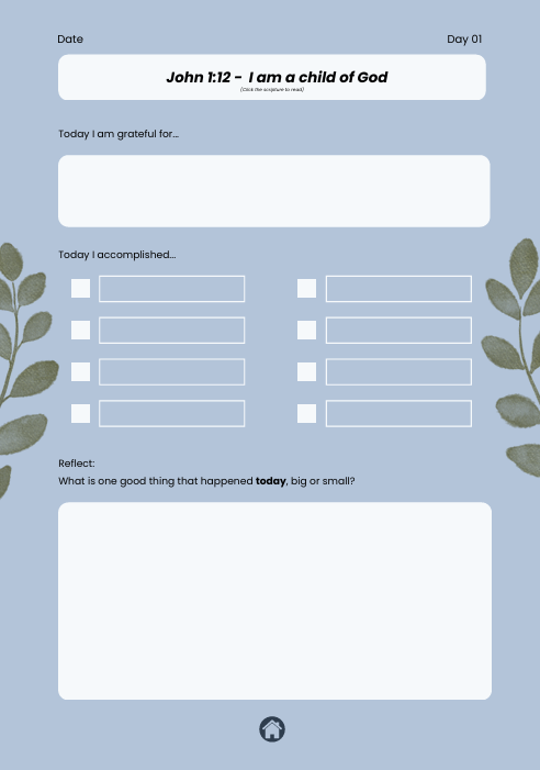 A 30 Day Christian Gratitude Journal for iPad & GoodNotes (Blue)