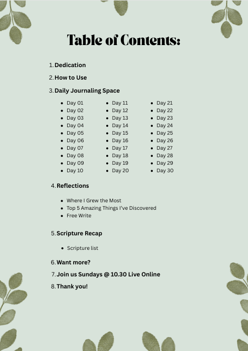 A 30 Day Christian Gratitude Journal for iPad & GoodNotes (Green)