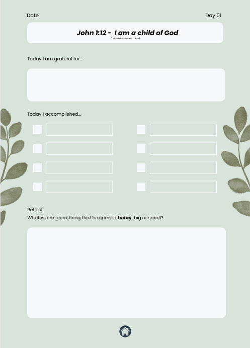 A 30 Day Christian Gratitude Journal for iPad & GoodNotes (Green)