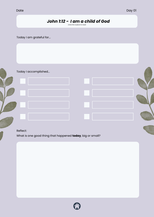 A 30 Day Christian Gratitude Journal for iPad & GoodNotes (Purple)