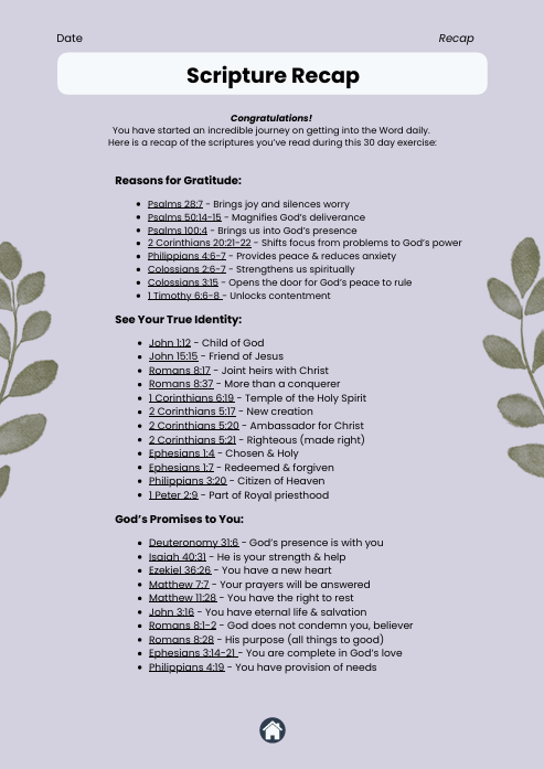 A 30 Day Christian Gratitude Journal for iPad & GoodNotes (Purple)
